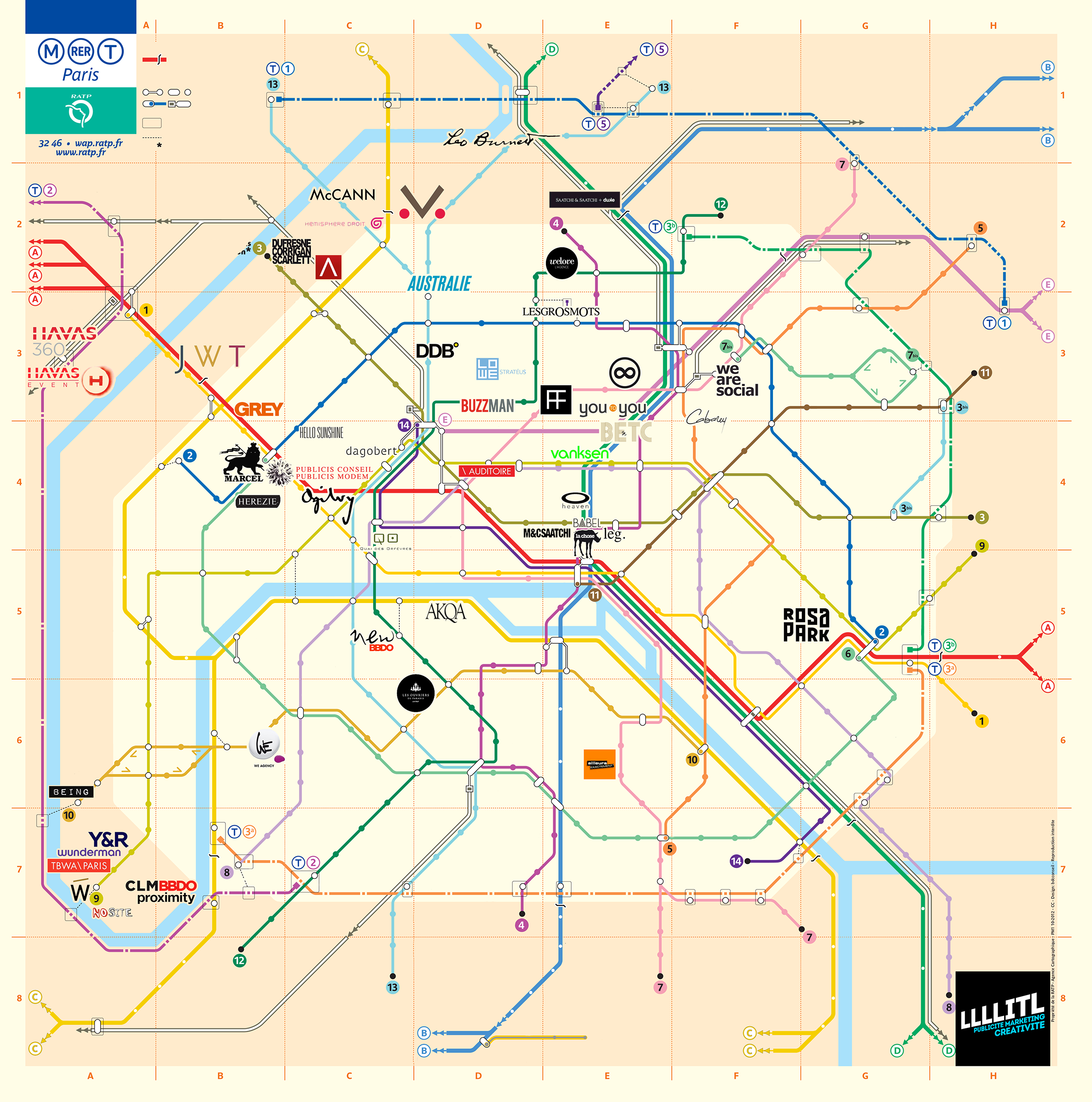 -de-publicitÃ©-plan-de-metro-lignes-logos-agences-france-paris-french ...