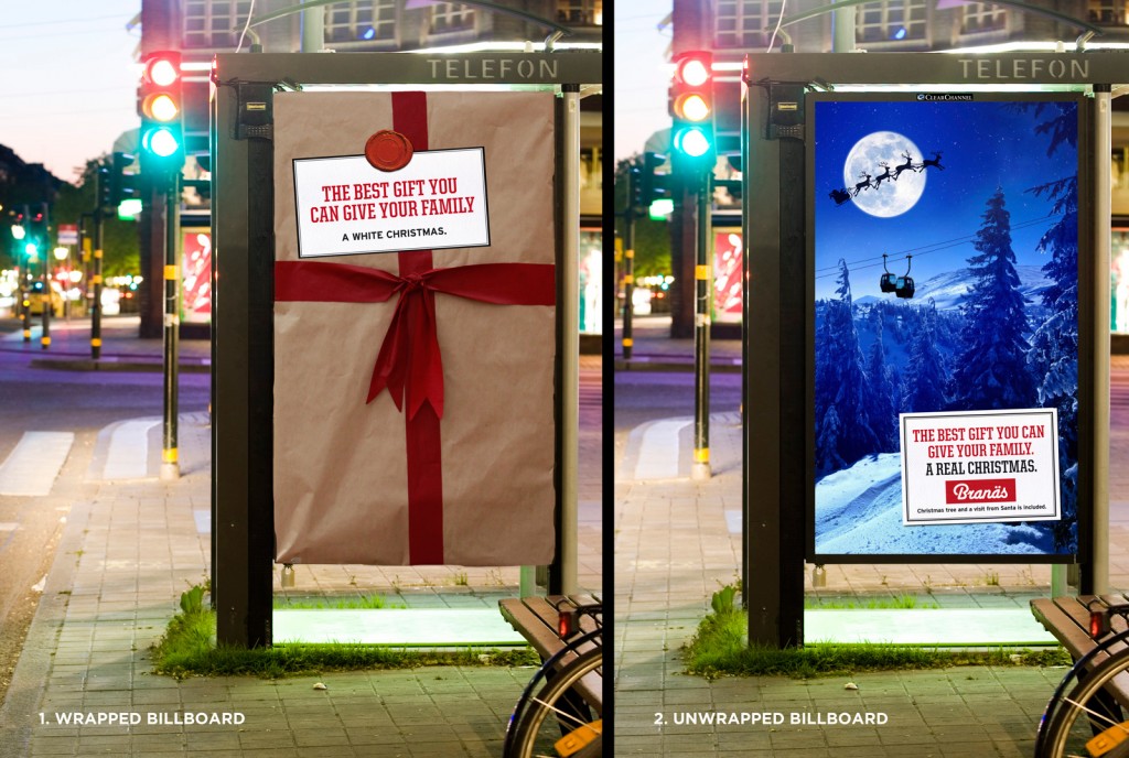 llllitl-branäs-ski-resort-publicité-marketing-street-marketing-bus-shelter-a-real-christmas-commercial-ad-2012-ski-surf-winter-agency-bulldozer-reklambyra-karlstad-sweden