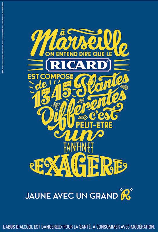 llllitl-ricard-publicité-pastis-print-marketing-alcool-calligraphie-typographie-minimaliste-jaune-avec-un-grand-r-agence-betc