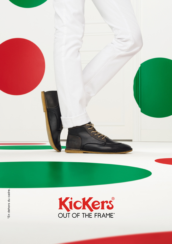 kickers-publicité-marketing-affiches-prints-rouge-vert-chaussures-homme-femme-enfant-out-of-the-frame-agence-la-chose-paris-1