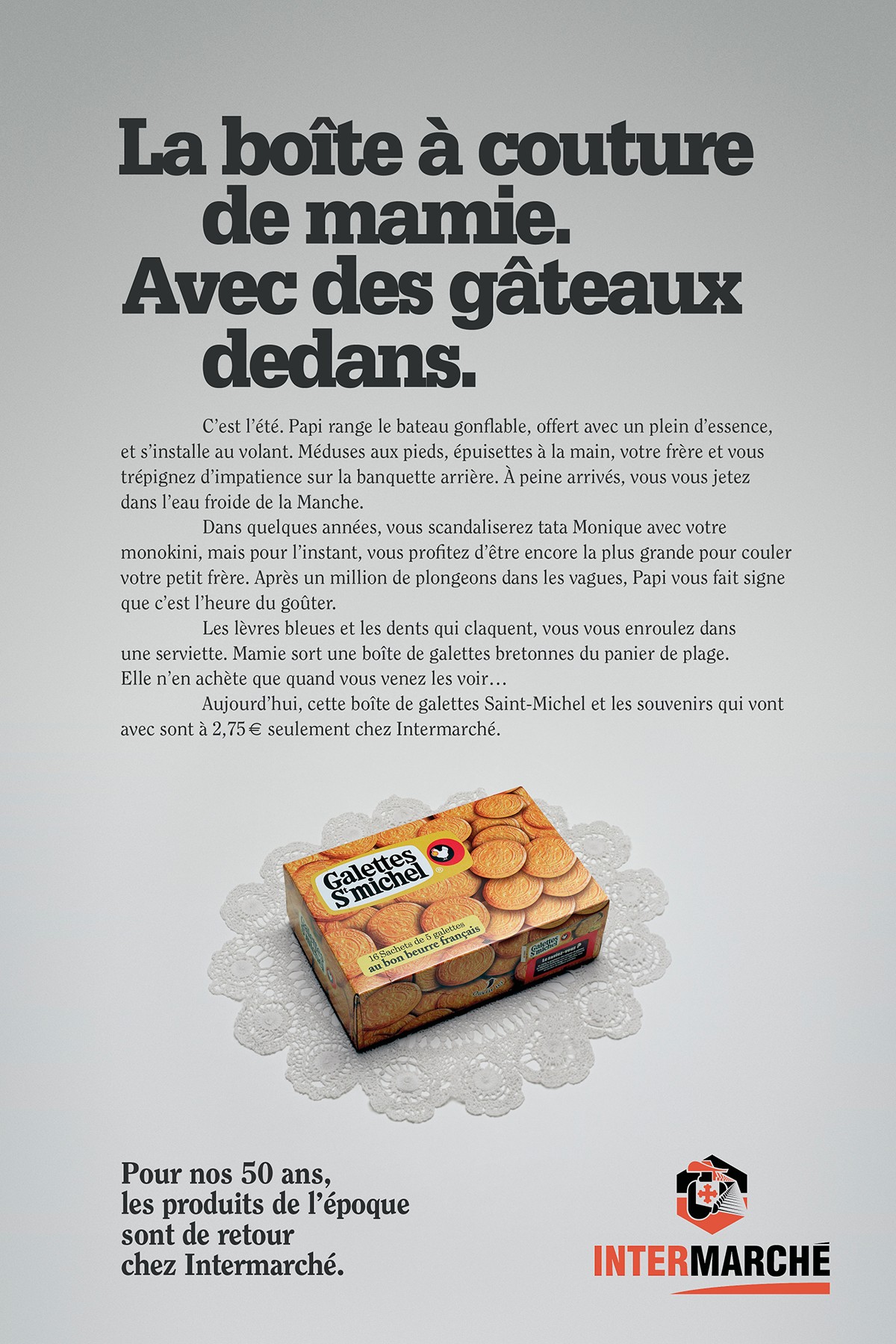 intermarche-50-ans-tf1-evelyne-leclercq-agence-romance-galettes-saint-michel-packaging-1960-1970