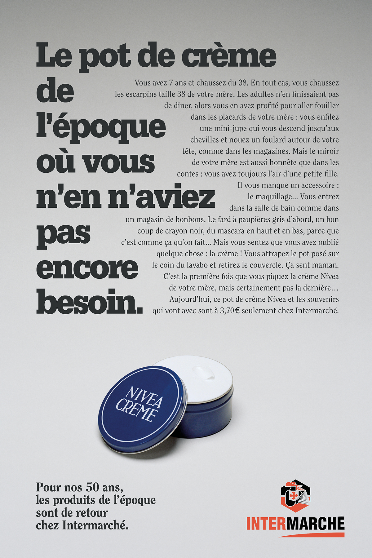 intermarche-50-ans-tf1-evelyne-leclercq-agence-romance-nivea-pot-creme-packaging-1960-1970