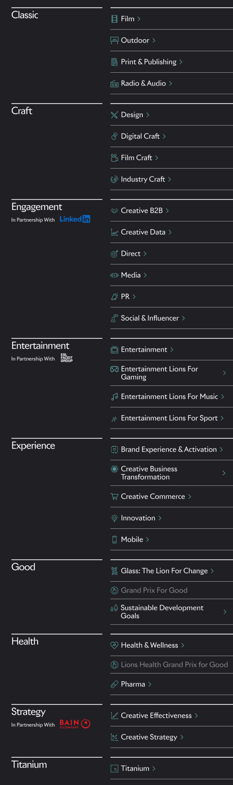 Cannes Lions 2023 categories