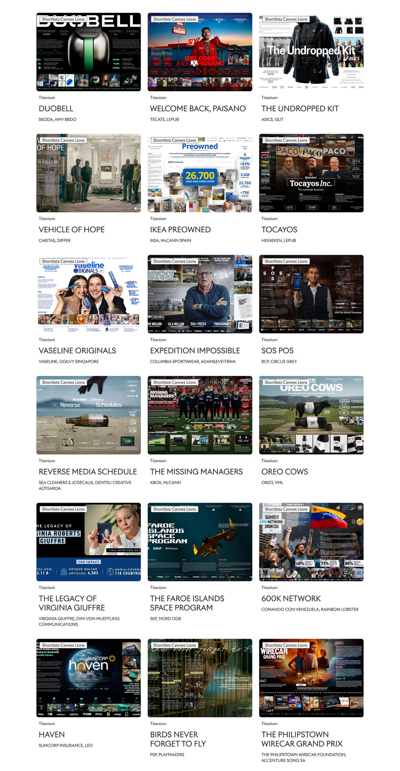 Cannes Lions 2026 Dan Wieden Titanium Lions Shortlist 18 Campaigns